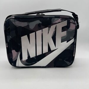 NWT Nike Futura Fuel Tote Camo Lunch Bag Black Grey back to school